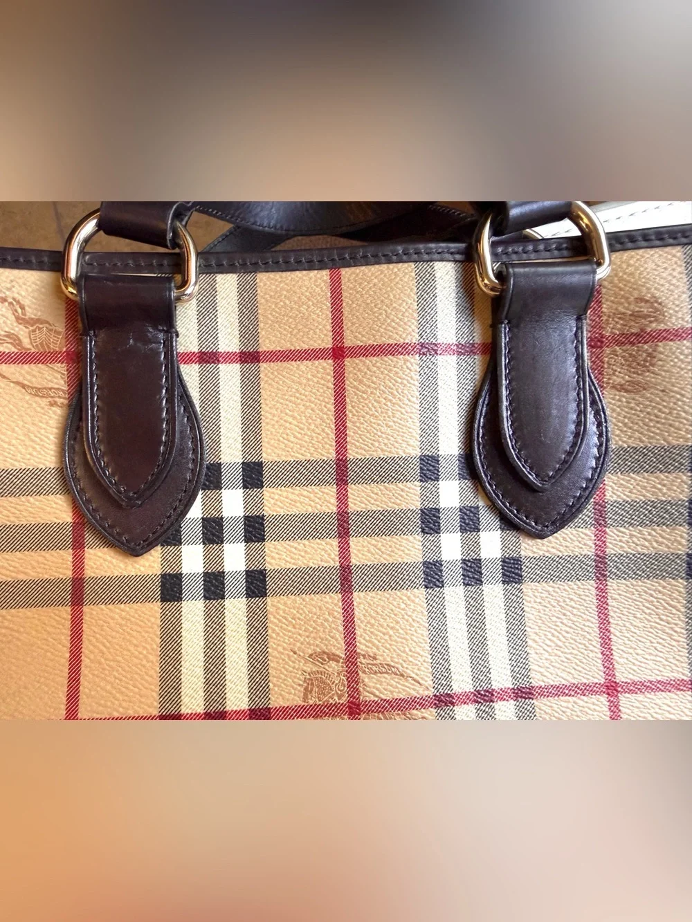 Authentic Burberry London Nova Check Coated Canvas Haymarket Tote Ittivgro58cal - Picture 6 of 13